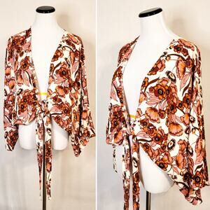 LC Lauren Conrad Floral Half Kimono Shrug Pink - OS